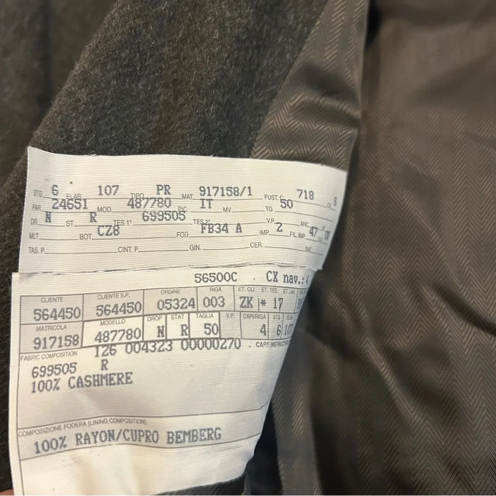 Ermenigildo Zegna 100% Cashmere Overcoat Olive Green Size 6 - Picture 6 of 6